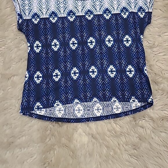 Chicos zenegy womens blue cotton tye die two toned flowy‎ tshirt size 1 - Picture 4 of 6